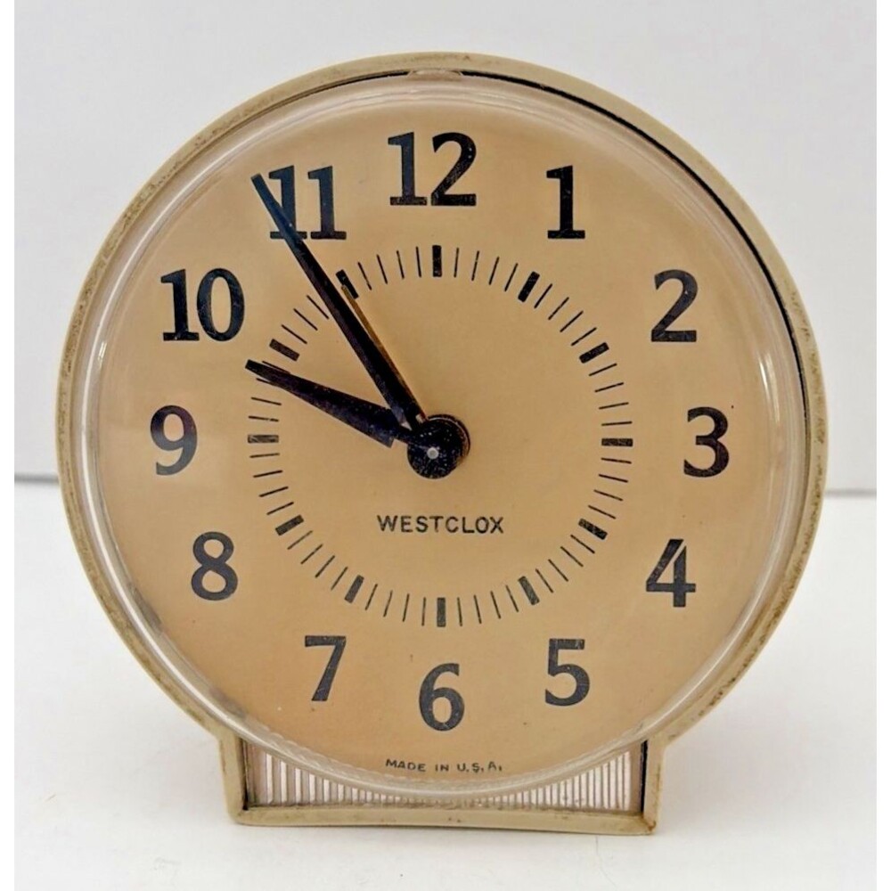 Vintage Westclox Hustler Alarm Clock, MCM Wind Up Made in USA 1960s